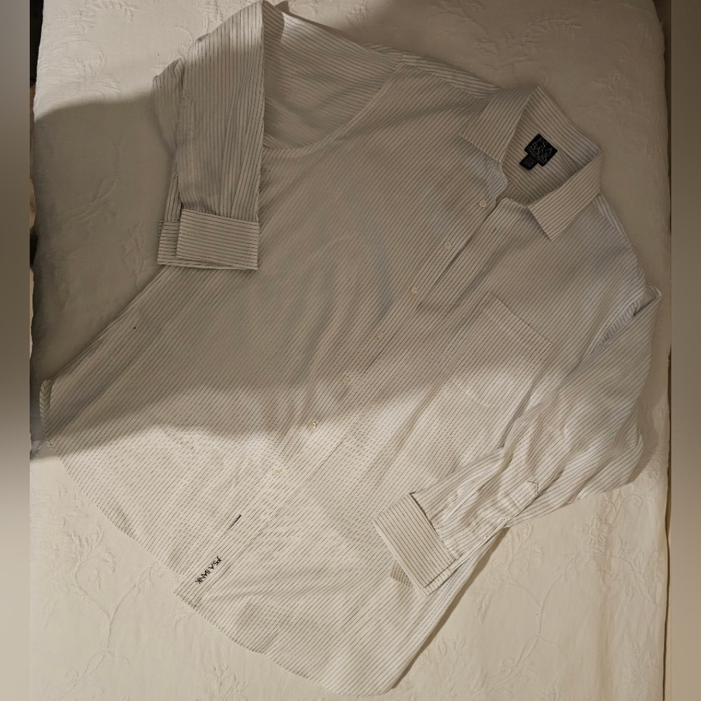 Jos. A. Bank Signature Collection White Striped Men's Shirt Size 17.5-34